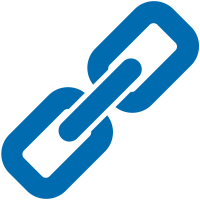 Blue link icon. Vector data.