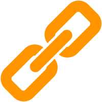 Orange link icon. Vector data.