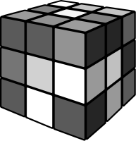 Rubik's cube mix gray 3D vector icon