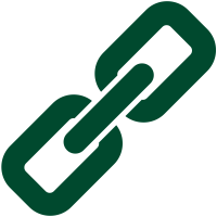 Dark green link icon. Vector data.