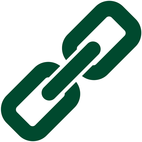 Dark green link icon. Vector data.