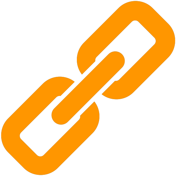 Orange link icon. Vector data.