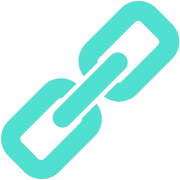 Turquoise blue link icon. Vector data.