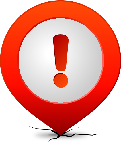 Location map pin ATTENTION RED