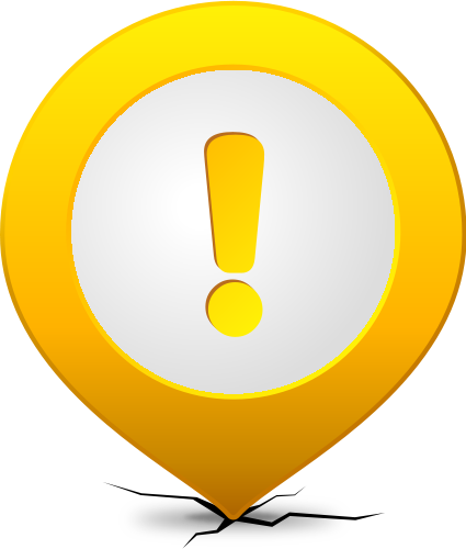 Location map pin ATTENTION YELLOW
