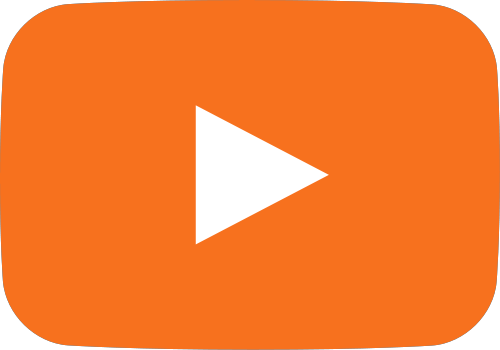 orange movie play button vector icon