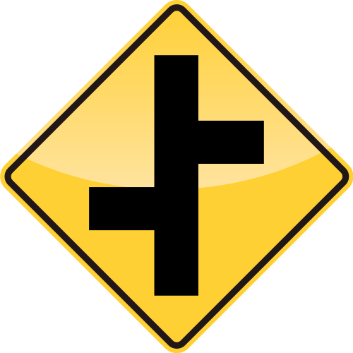 OFFSET ROADS Sign