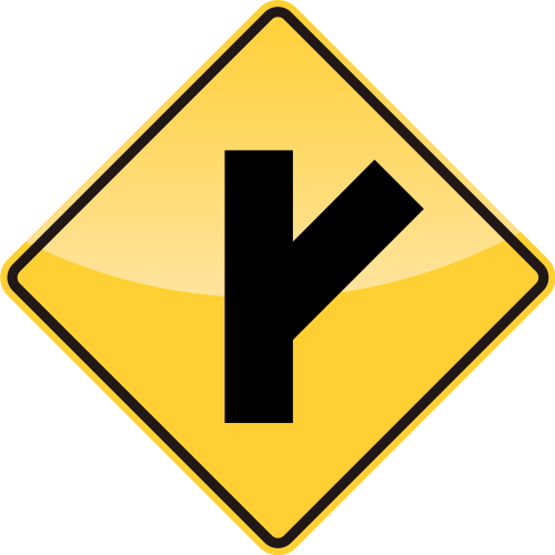 SIDE ROAD AT AN ACUTE ANGLE Sign