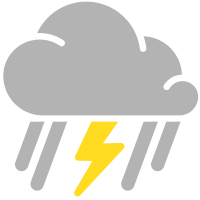 simple weather icons mixed rain and thunderstorms