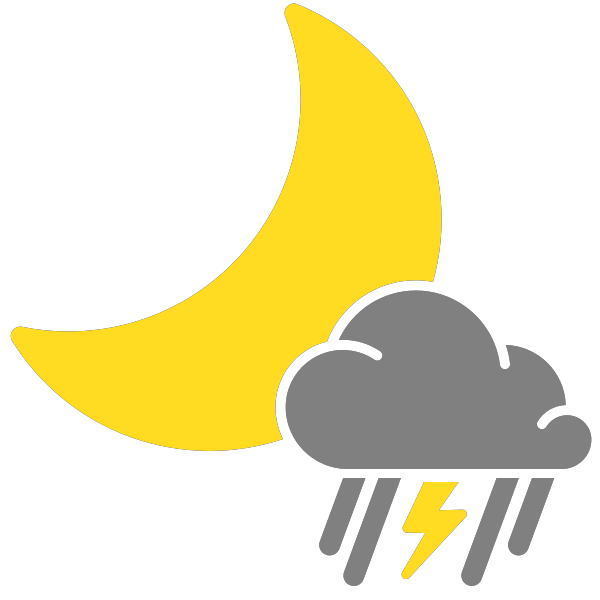 simple weather icons mixed rain and thunderstorms night