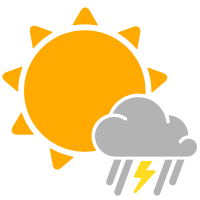 Simple weather icons partly mixed rain and thunderstorms