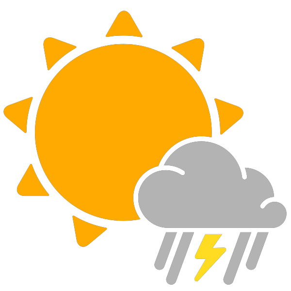 Simple weather icons partly mixed rain and thunderstorms
