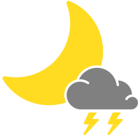 simple weather icons scattered thunderstorms night