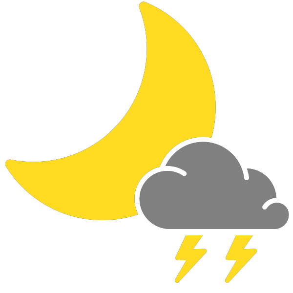 simple weather icons scattered thunderstorms night