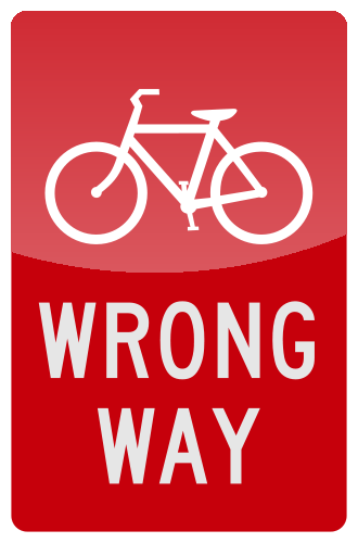 BICYCLE WRONG WAY  Sign